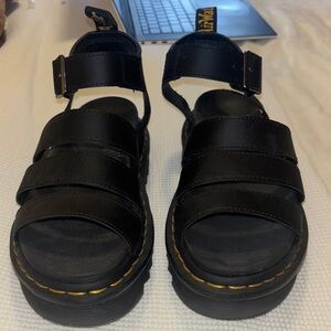 Black Leather Sandals with Buckle